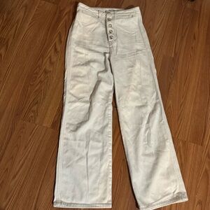 Reformation Lexi High Ride Wide Leg Cream Button-Fly Pants Size 25